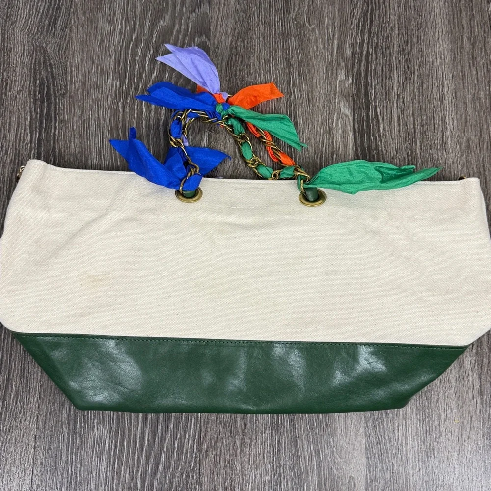 Clare V x Oui Want Limited Editon Leather Trimmed Ribbon Tote - Picture 5 of 14